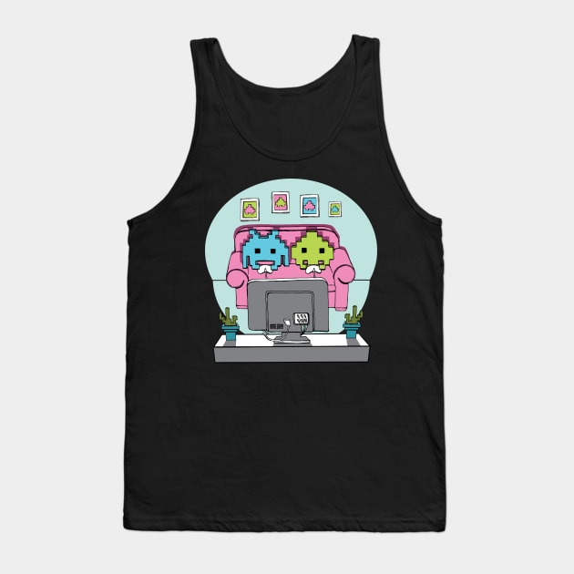 Space Invader Couch Gamers Gamer Gift Tank Top by atomguy